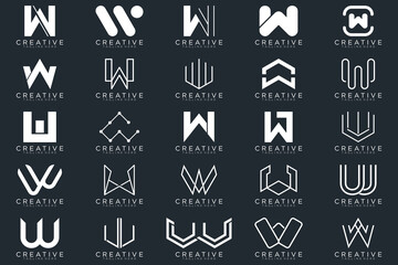 Mega logo collection, Abstract letter W logo design. icons for business	