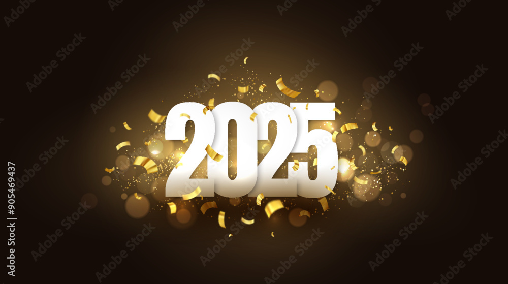 Poster 2025 new year abstract shiny color gold design element
