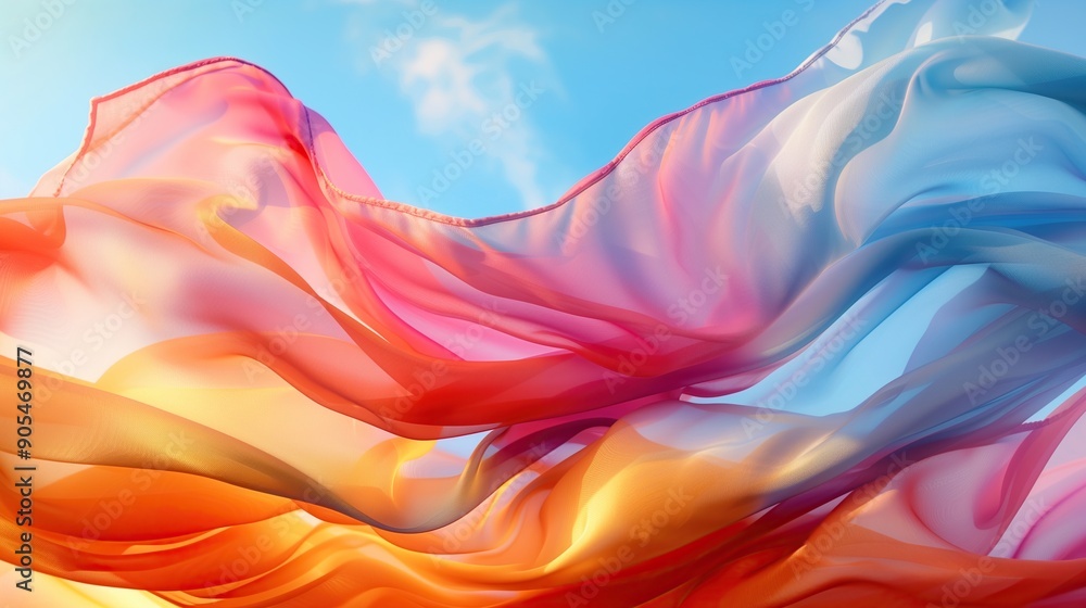 Poster abstract multicolored flowing soft fabric