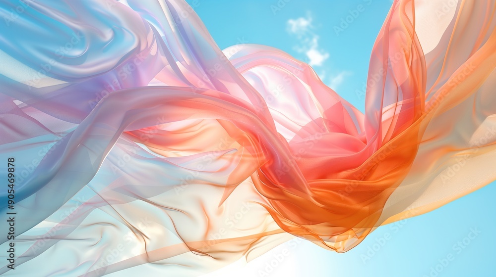 Poster abstract multicolored flowing soft fabric