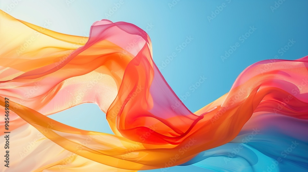 Poster abstract multicolored flowing soft fabric