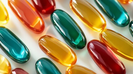 Gel capsule vitamins on the table