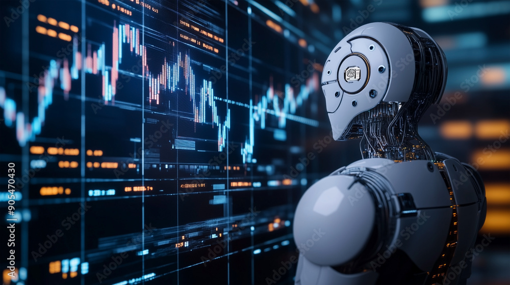 Poster ai robot analyzing financial data