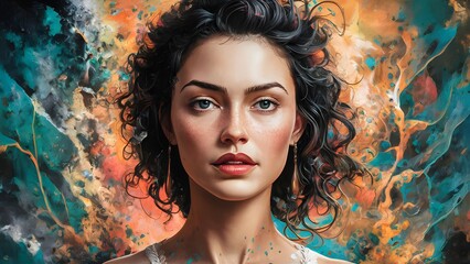 Energetic canvas representation of a lady with unique foundation