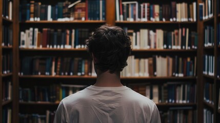 Writer in the background of a library generative ai