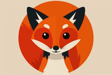 Obraz premium Cute Fox Face with Orange Background