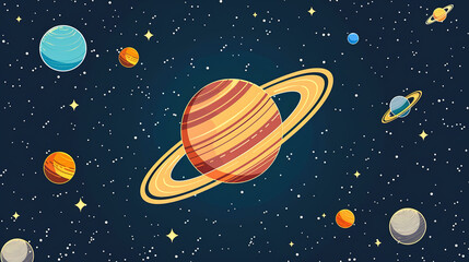 Many planetary comics in outer space