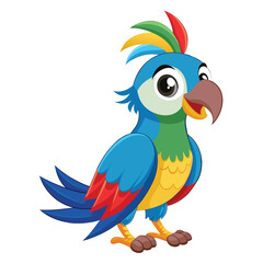 Obraz premium Cartoon Parrot with Colorful Feathers and Big Eyes
