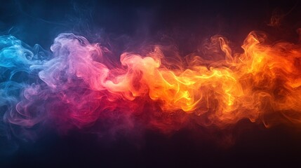 Fototapeta premium Abstract Smoke Art - Colorful Swirls in a Dark Background