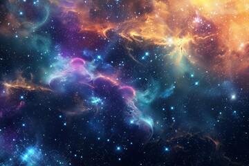 Space background filled with countless stars, nebulae and stardust