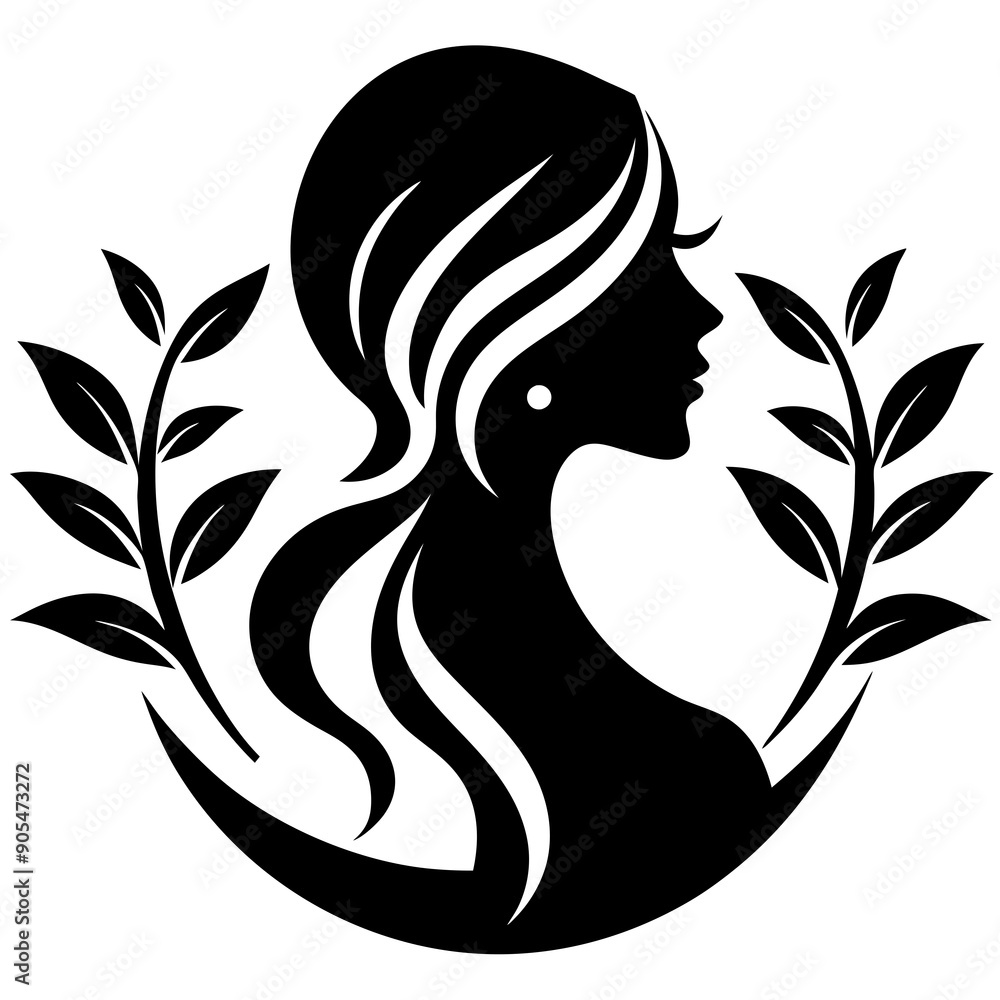 Wall mural beauty care logo design silhouette vector art illustration