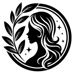 beauty care logo design silhouette vector art illustration