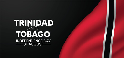 Trinidad and Tobago independence day 31 August waving flag vector poster