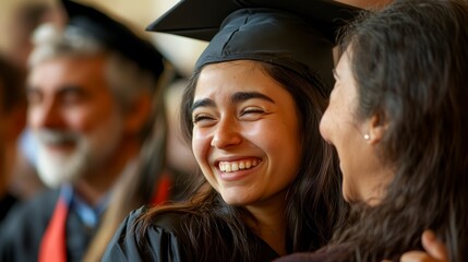Fototapeta premium High-resolution capture of a graduation ceremony, tears of joy, proud family