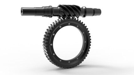 3D rendering - worm gear assembly