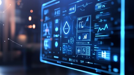 Ultra-sharp image of a futuristic smart home interface, holographic controls, minimalist design