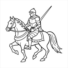 A brave knight riding a majestic steed into battle line art vector