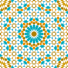 Seamless arabic geometric ornament based on traditional arabic art. Arabian tile. 