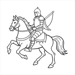 A brave knight riding a majestic steed into battle line art vector