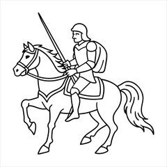 A brave knight riding a majestic steed into battle line art vector