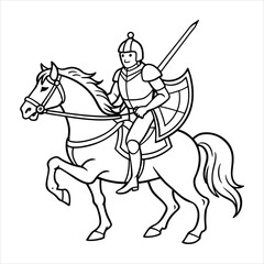 A brave knight riding a majestic steed into battle line art vector