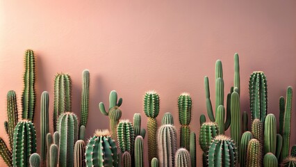 Abstract background featuring cactus s in dusty pink, cactus green, and beige palette , cactus,abstract, background, dusty pink