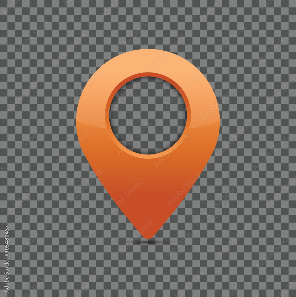 Poster orange pin for maps and navigation systems to mark current location. user interface icon design. vec