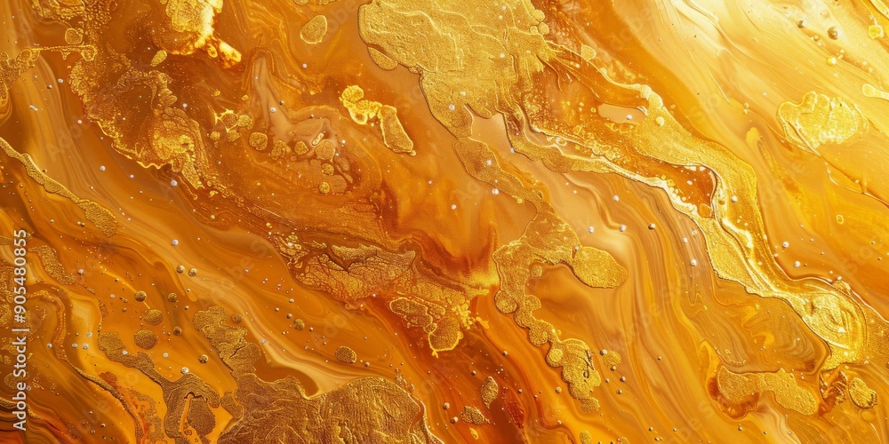 Poster an abstract design with dynamic orange and gold waves, creating unique textured backgrounds