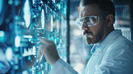 Businessman focused on quality control and assurance for automated processes, emphasizing standardization and health insurance