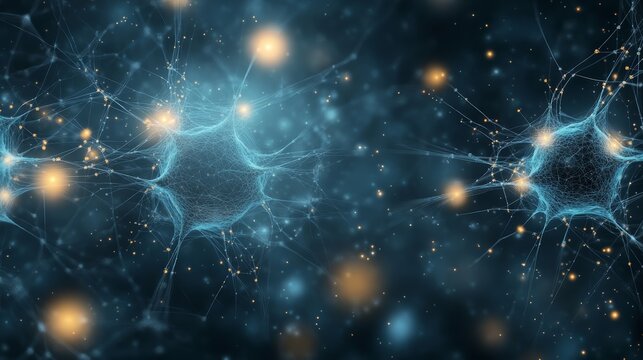 Abstract illustration of glowing neural network connections, representing the human brain.