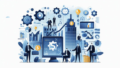 Animated footage of company business graphics