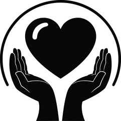 Obraz premium Vector Silhouette of Heart in Hands