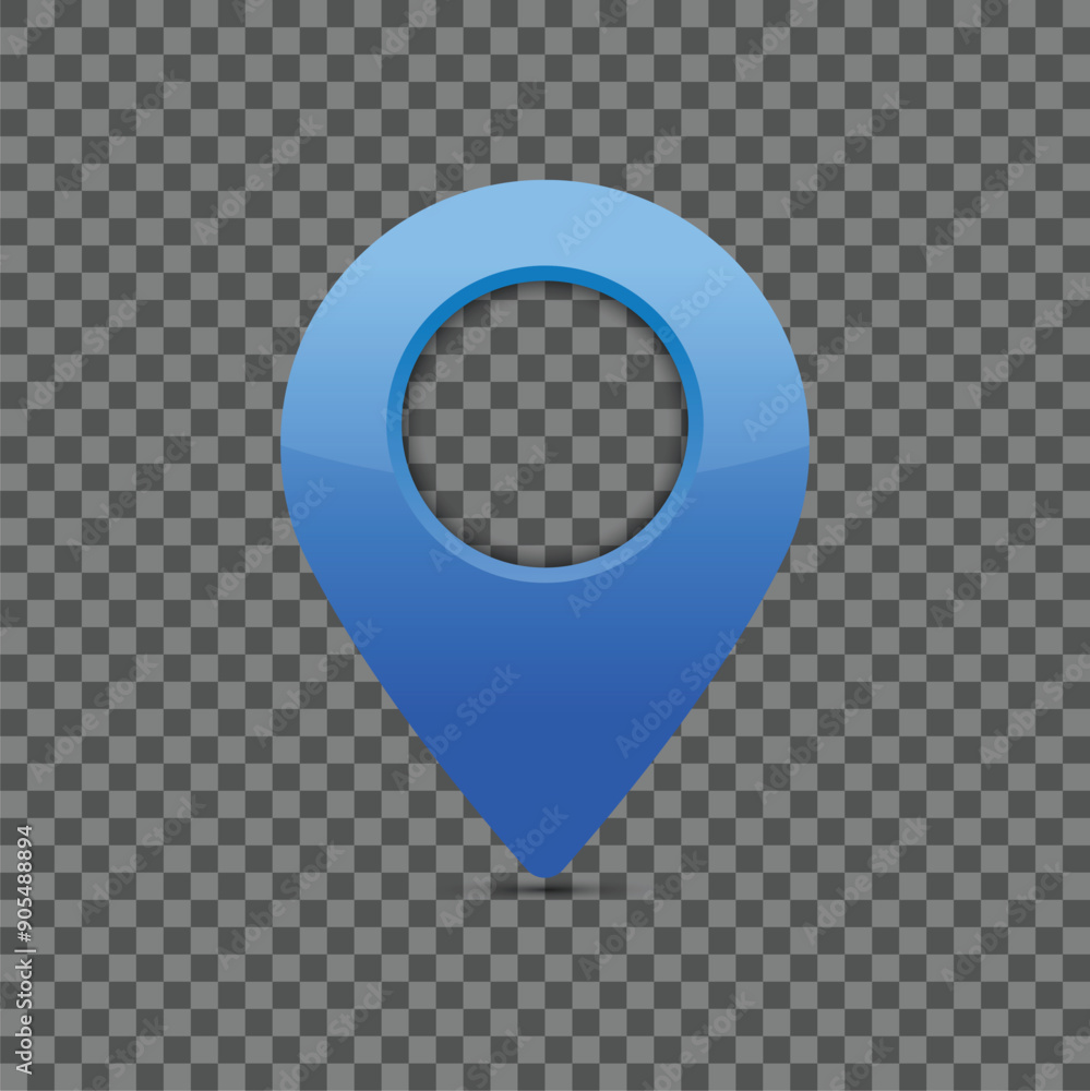 Poster blue pin for maps and navigation systems to mark current location. user interface icon design. vecto
