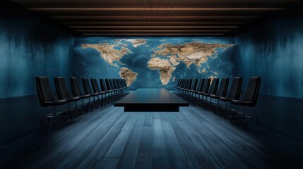 Diplomats negotiating in a conference room