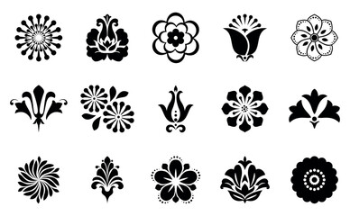 Flowers icon set. Flowers isolated on transparent background. Flowers in modern simple. Cute round flower plant nature collection. Vector illustrator