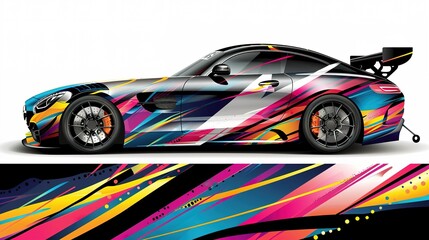 Car decal graphic wrap vinyl sticker. Graphic abstract stripe designs for Racing vehicles. 