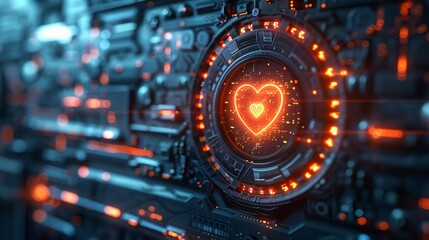 Futuristic Media Notification Icon with Heart Symbol in 3D Rendering