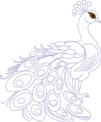 Fototapeta premium cute cake and peacock coloring page for kids