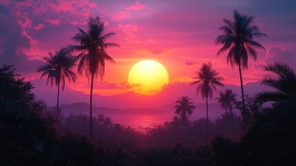 Sunset Over Tropical Paradise