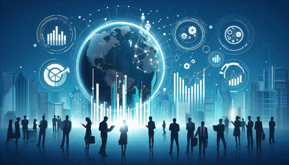 Animated footage of company business graphics