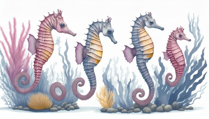 Obraz premium Sea ​​Horse clipart, isolated vector illustration.