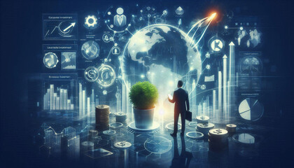 Animated footage of company business graphics