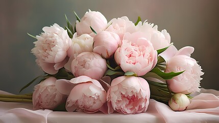 A beautiful arrangement of pink and white peonies in a vase, capturing natural elegance.