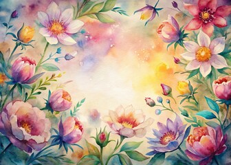 Vibrant blooming flowers surround a gentle empty space, symbolizing love and togetherness, evoking feelings of warmth and happiness.