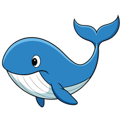 Fototapeta premium Cartoon Illustration of a Blue Whale with a Happy Expression