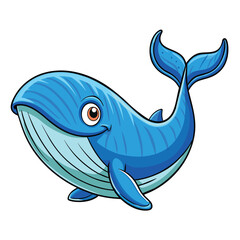 Naklejka premium Cartoon illustration of a blue whale with an orange eye