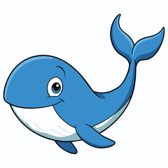 Fototapeta premium Cartoon Illustration of a Smiling Blue Whale