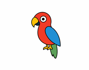 Colourful vector illustration of a parrot, ideal for digital and print projects, featuring vibrant feathers and intricate details.
