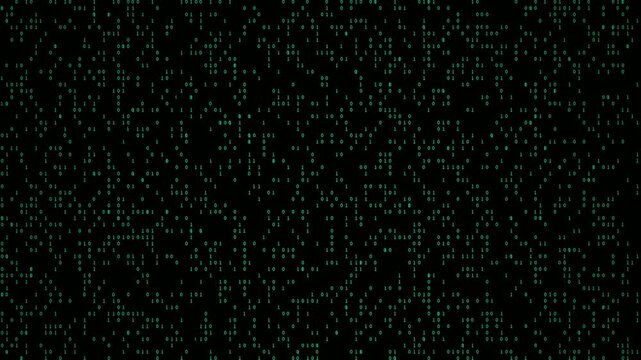 Binary code moving numbers. Artificial intelligence, big data and digital technology background. Cyber space matrix pattern. 4K video animation 3d render.