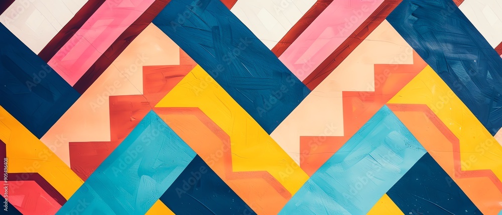 Poster colorful geometric pattern with vibrant hues and dynamic shapes, perfect for modern design and artis